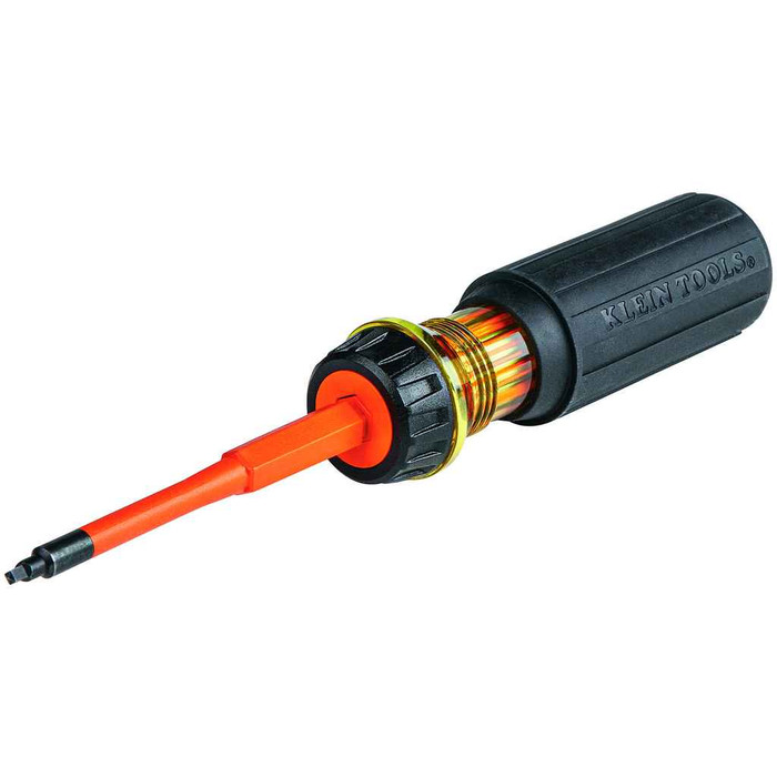 Klein Tools 32287 Flip-Blade Insulated Screwdriver, 2-in-1, Square Bit #1 and #2