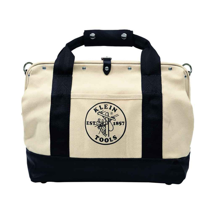 Klein Tools 5003-18 Tool Bag, Canvas with Leather Bottom, 11 Pockets, 18-Inch