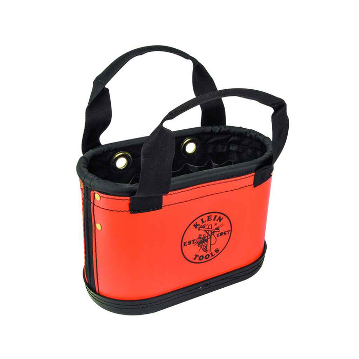 Klein Tools 5144HBS Hard-Body Bucket, 15-Pocket Oval Bucket, Orange/Black