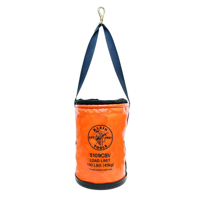 Klein Tools 5109CSV Utility Bucket, Vinyl Tool Bucket with Top Close, Swivel Snap, 12-Inch