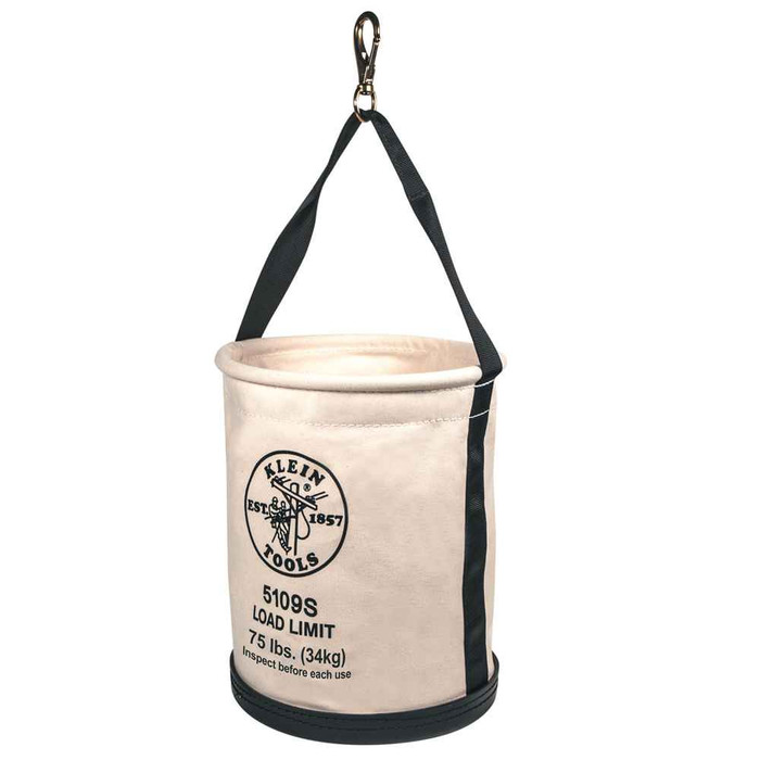Klein Tools 5109S Canvas Bucket, Straight Wall with Swivel Snap, 12-Inch