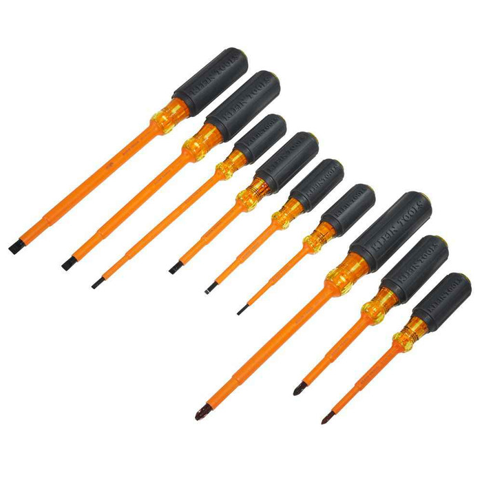 Klein Tools 33528 Screwdriver Set, 1000V Insulated Slotted and Phillips, 9-Piece