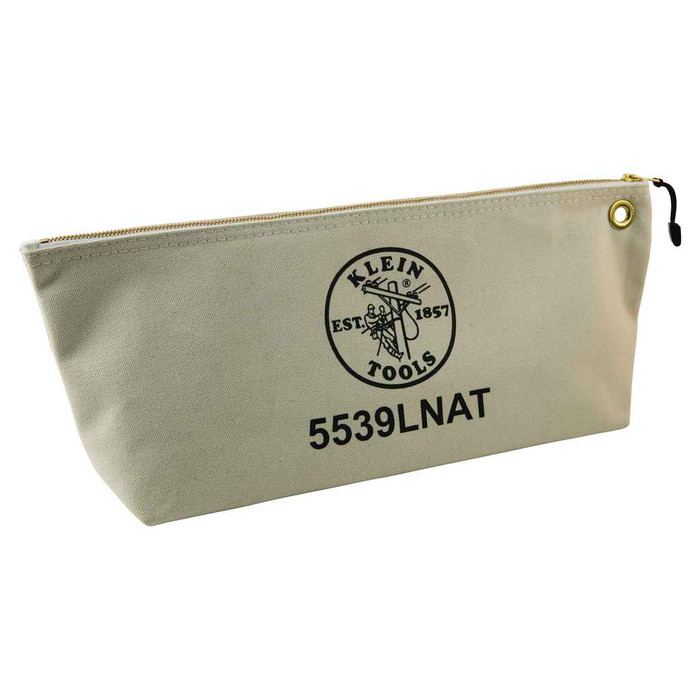 Klein Tools 5539LNAT Zipper Bag, Large Canvas Tool Pouch, 18-Inch, Natural