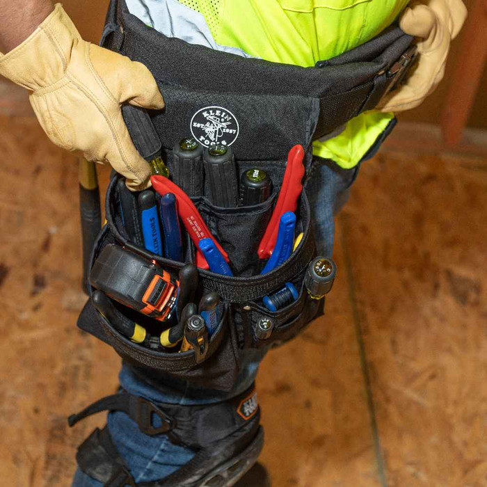 Klein Tools 5701 Tool Pouch, PowerLine™ Series 8-Pocket Tool Pouch, Black Nylon