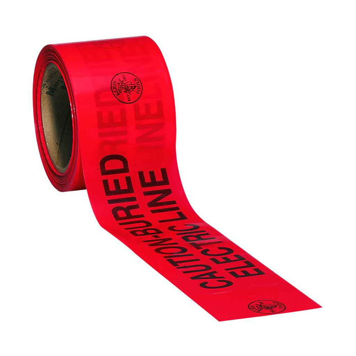 Klein Tools 58002 Caution Tape, Barricade, CAUTION-BURIED ELECTRIC LINE, Red, 200-Foot