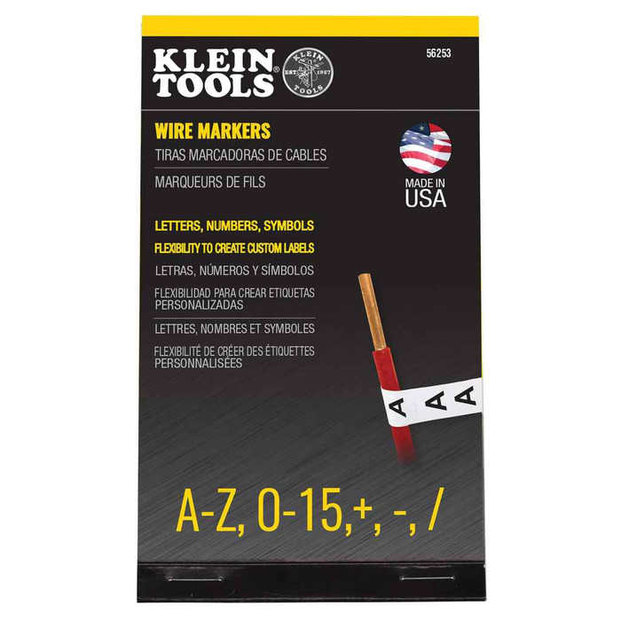 Klein Tools 56253 Wire Marker Book, Black Letters, Numbers, and Symbols
