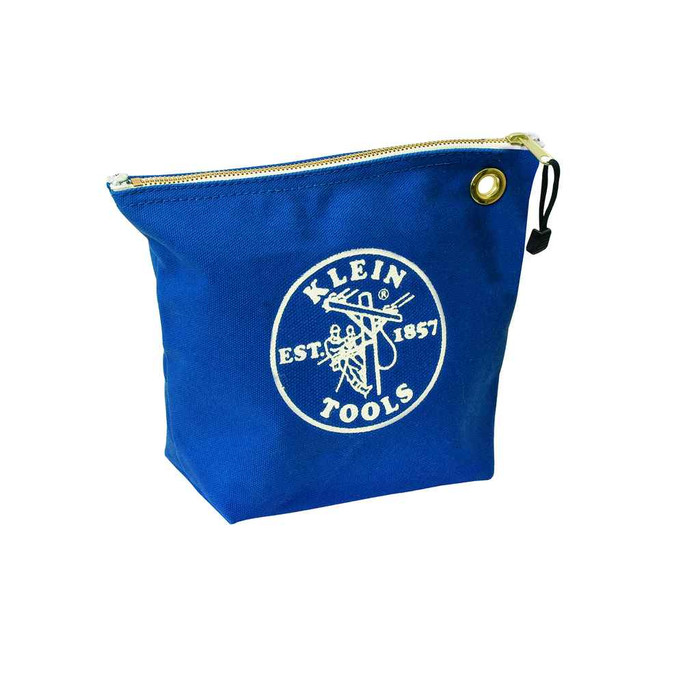 Klein Tools 5539BLU Zipper Bag, Canvas Consumables Tool Pouch, Blue