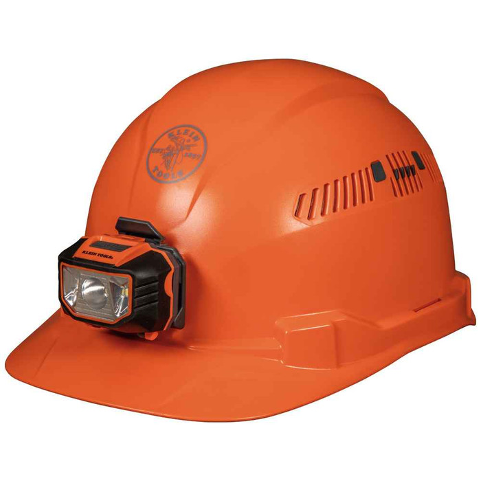 Klein Tools 60901 Hard Hat, Vented, Orange Cap Style with Headlamp