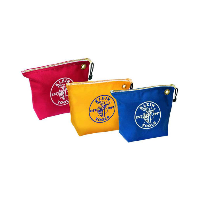 Klein Tools 5539CPAK Zipper Bags, Assorted Canvas Tool Pouches, 3-Pack