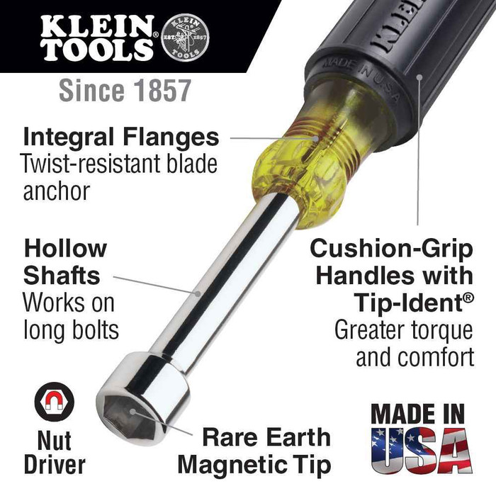 Klein Tools 630-11/32M 11/32-Inch Magnetic Tip Nut Driver, 3-Inch Shaft