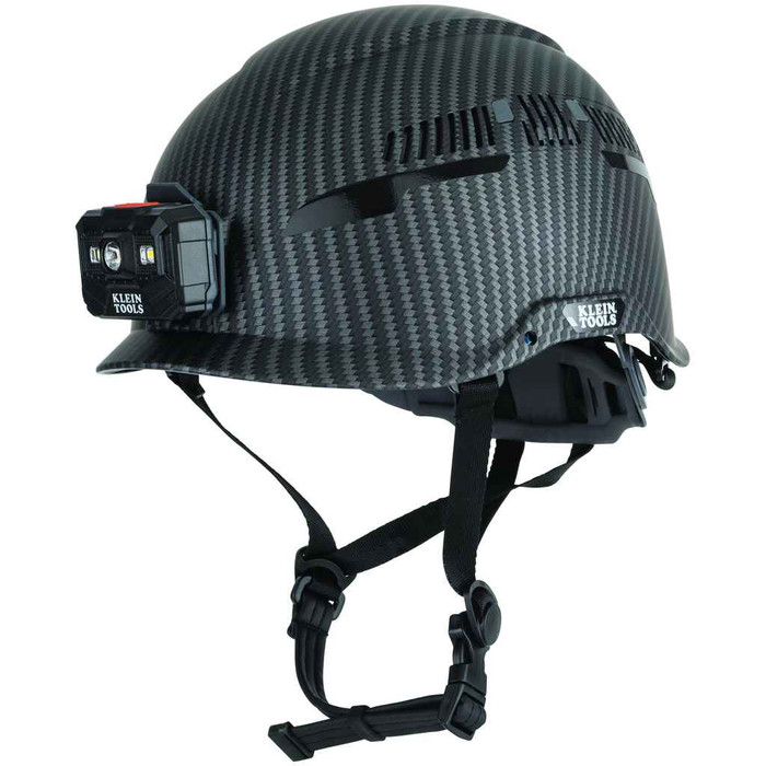 Klein Tools 60517 Safety Helmet, Premium KARBN™ Pattern, Vented, Class C, Headlamp