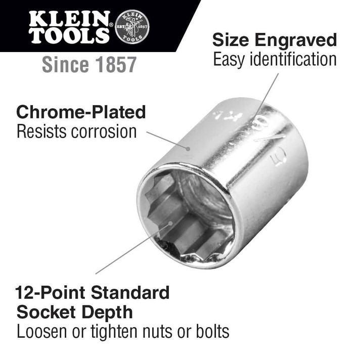 Klein Tools 65508 3/8-Inch Drive Socket Wrench Set, 20-Piece