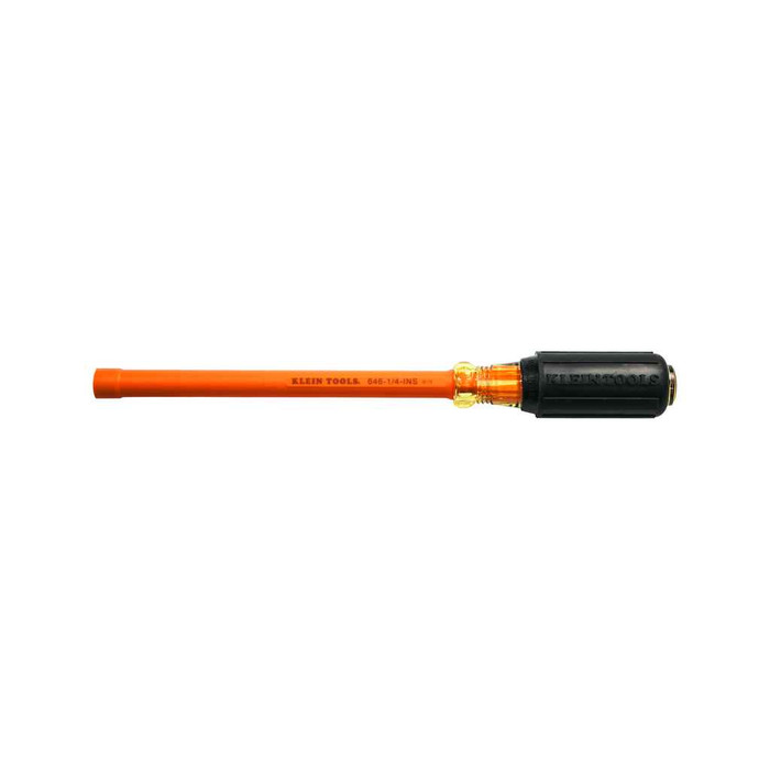 Klein Tools 646-1/4-INS Insulated 1/4-Inch Nut Driver, 6-Inch Hollow Shaft