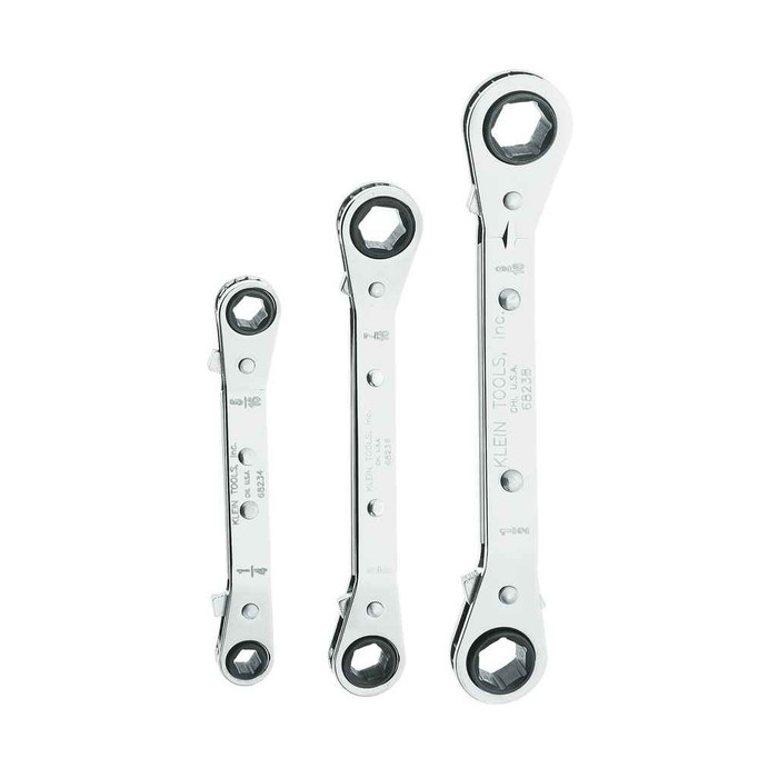 Klein Tools 68244 Reversible Ratcheting Box Wrench Set, 3-Piece Klein Tools 68244 Reversible Ratcheting Box Wrench Set, 3-Piece