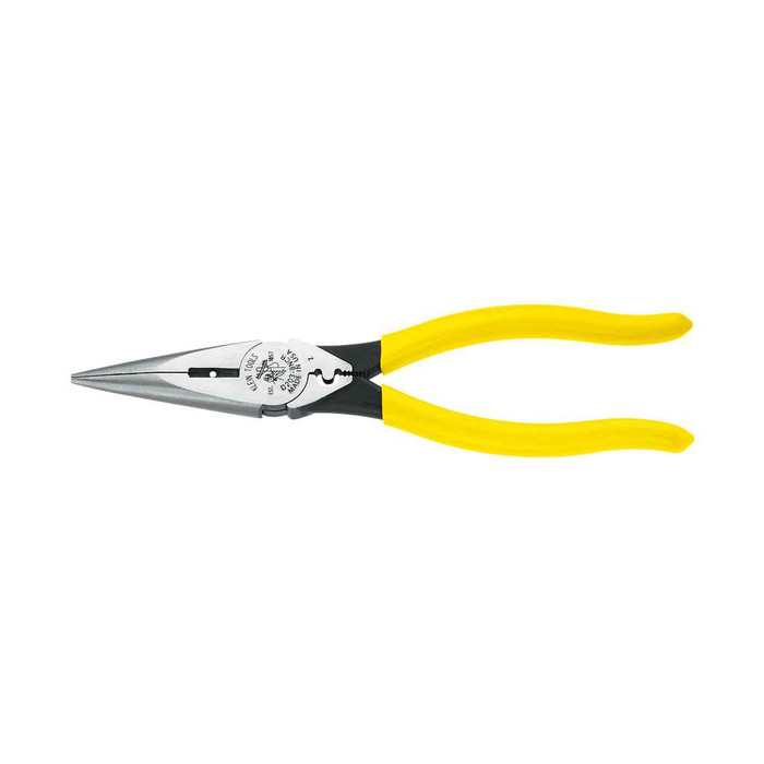 Klein Tools D203-8NCR Pliers, Needle Nose Side Cutters with Stripping and Crimping, 8-Inch