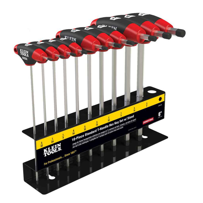 Klein Tools JTH910E Hex Key Set, SAE, T-Handle, 9-Inch with Stand, 10-Piece