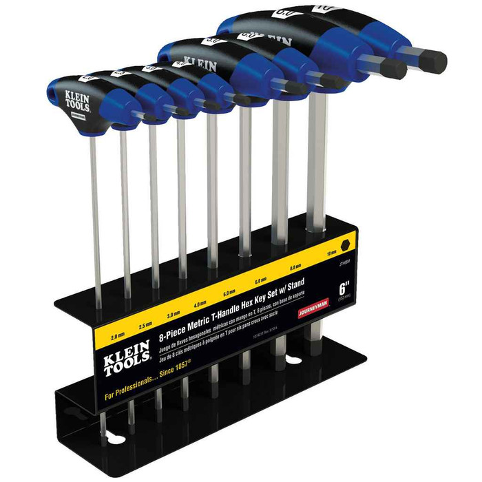 Klein Tools JTH98M Hex Key Set, Metric, Journeyman™ T-Handle, 9-Inch with Stand, 8-Piece