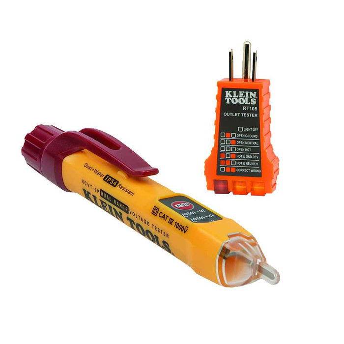 Klein Tools NCVT2PKIT Dual Range NCVT with Receptacle Tester Electrical Test Kit