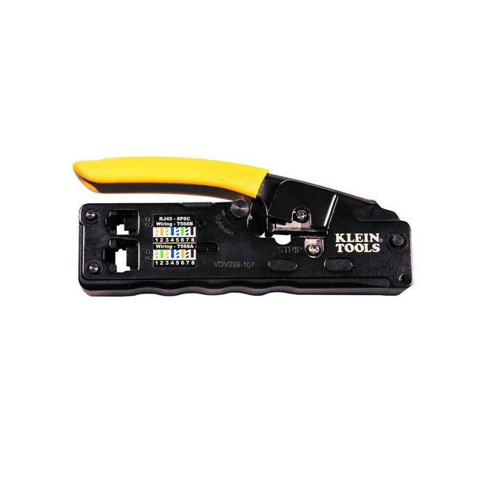 Klein Tools VDV226-107 Ratcheting Data Cable Crimper / Stripper / Cutter, Compact