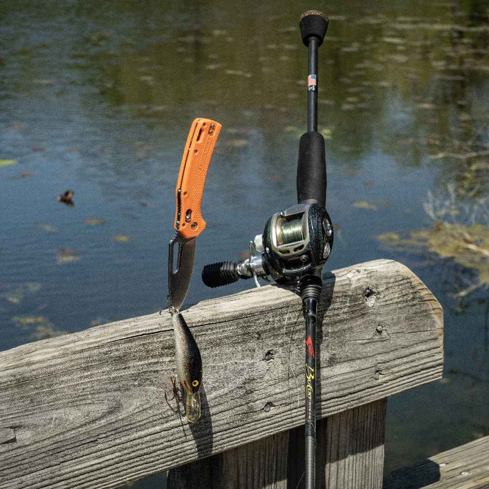 Klein Tools OFK000ORT KTO Resurgence Fishing Knife, Drop Point Blade, Orange Handle