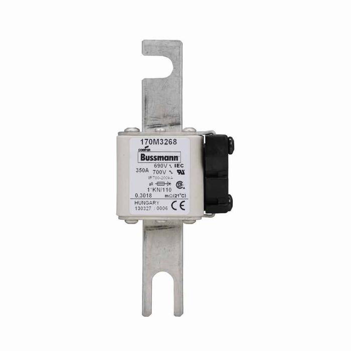 Bussmann 170M3268 Eaton series high speed square body fuse, 1250V (IEC), 1300V (UL), 350A, 200 kAIC, Other, Fuse, Blade end X blade end, Class aR, DIN 43 620 - 170M3268