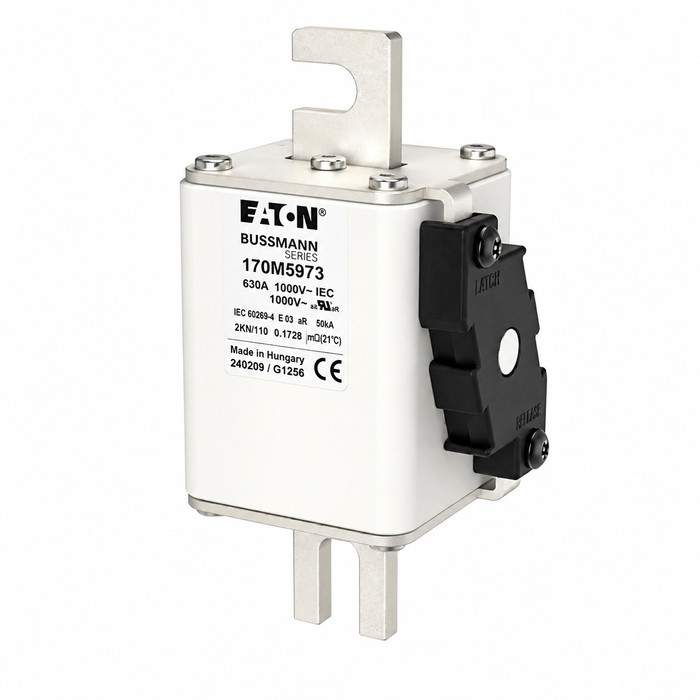 Bussmann 170M5973 Eaton series high speed square body fuse, 700V (UL), 690V (IEC), 630A, 150 kAIC, Other, Fuse, Class aR, DIN 43 620 - 170M5973