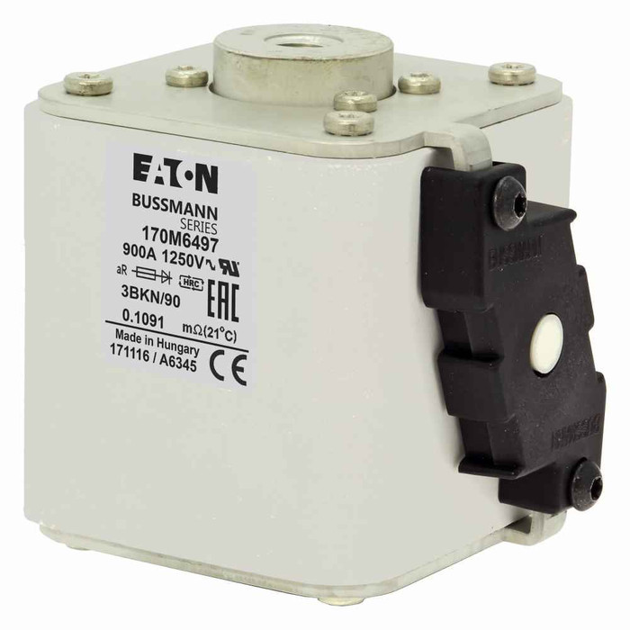 Bussmann 170M6497 Eaton series high speed square body fuse, 700V (UL), 690V (IEC), 900A, 200 kAIC, Other, Fuse, Class aR, Flush - 170M6497