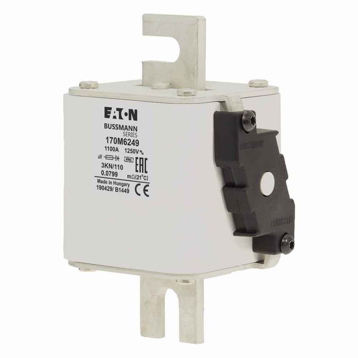 Bussmann 170M6249 Eaton series high speed square body fuse, 700V (UL), 600V (IEC), 1100A, 100 kAIC, Other, Fuse, Class aR, DIN 43 620