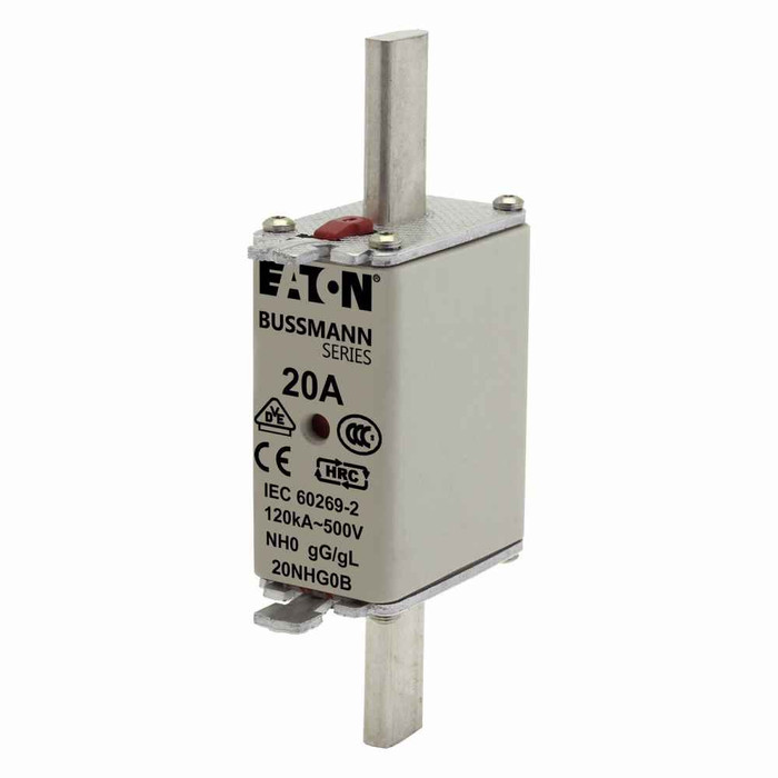 Bussmann 20NHG0B Eaton series low voltage NH Fuse, 500V, 20A, Combination fuse status indicator, fuse, Class C gL/gG