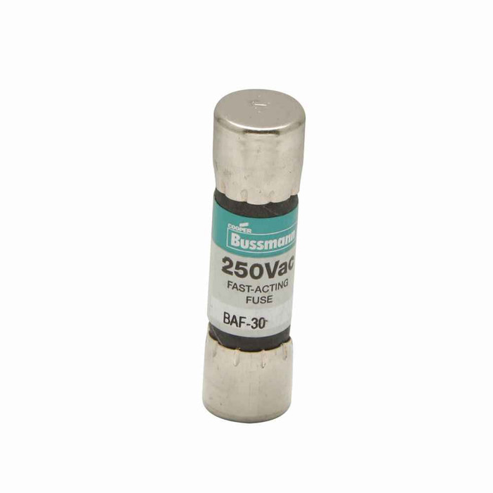 Bussmann BAF-8 Eaton series BAF fuse, Fast acting Midget fuse, 8 A, Non-indicating, Ferrule end x ferrule end, 10 kAIC at 125 Vac,200 AIC at 250 Vac, Nickel-plated brass endcaps, Standard, 250 V