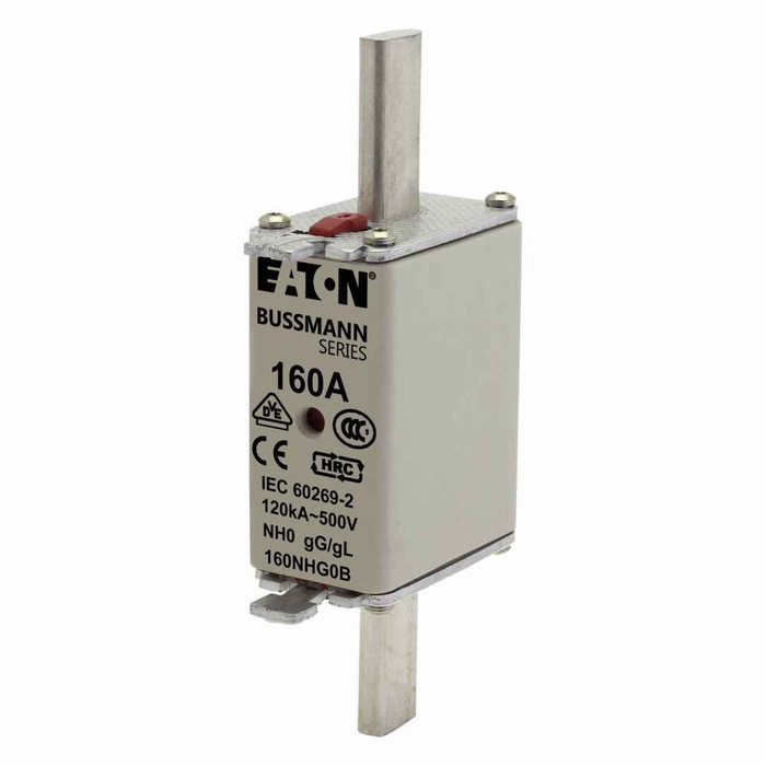 Bussmann 63NHG0B Eaton series low voltage NH Fuse, Live gripping lug, 500V, 63A, 120 kAIC, Combination fuse status indicator, fuse, Blade end connection, Class C gL/gG, Square-body with knife blade contact, Ceramic body - 63NHG0B