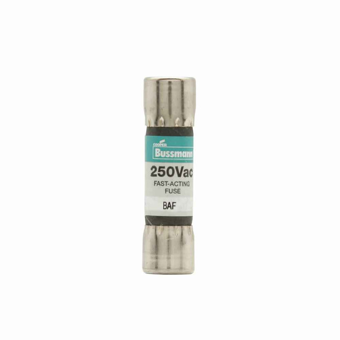 Bussmann BAF-20 Eaton series BAF fuse, Fast acting Midget fuse, 20 A, Non-indicating, Ferrule end x ferrule end, 200 AIC at 250 Vac,10 kAIC at 125 Vac, Nickel-plated brass endcaps, Standard, 250 V