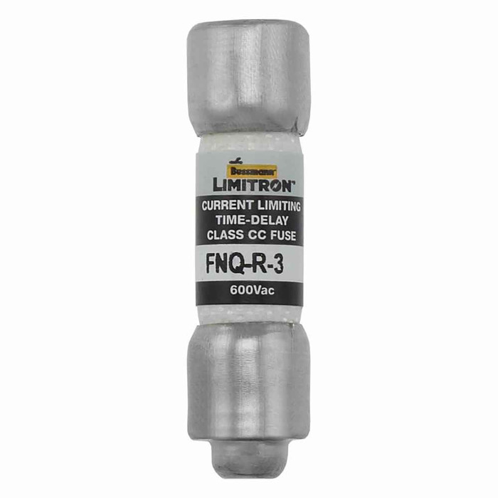 Bussmann FNQ-R-3 Eaton series FNQ-R fuse, 3 A, Class CC, Non-indicating, Ferrule end x ferrule end, 12 sec at 200%, 200 kAIC, Melamine tube, Standard, 600 V