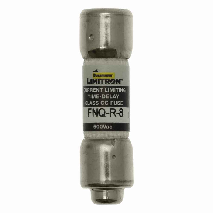 Bussmann FNQ-R-8 Eaton series FNQ-R fuse, 8 A, Class CC, Non-indicating, Ferrule end x ferrule end, 12 sec at 200%, 200 kAIC, Melamine tube, Standard, 600 V
