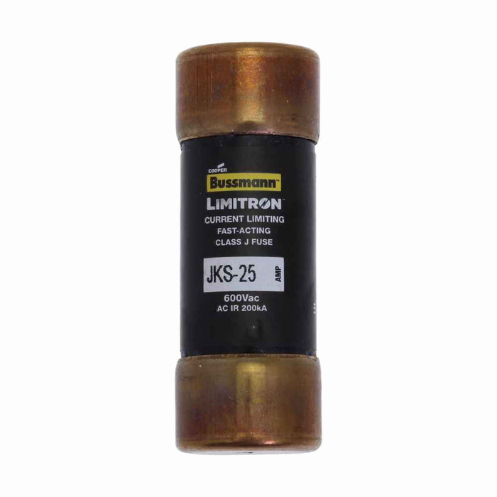 Bussmann JKS-25 Eaton series JKS fuse, LIMITRON Fast-acting fuse, Power panelboards, machinery disconnects, 25 A, 1, Class J, Non-indicating, Ferrule end x ferrule end, 200 kAIC at 600 Vac, Standard, 10, 600 V