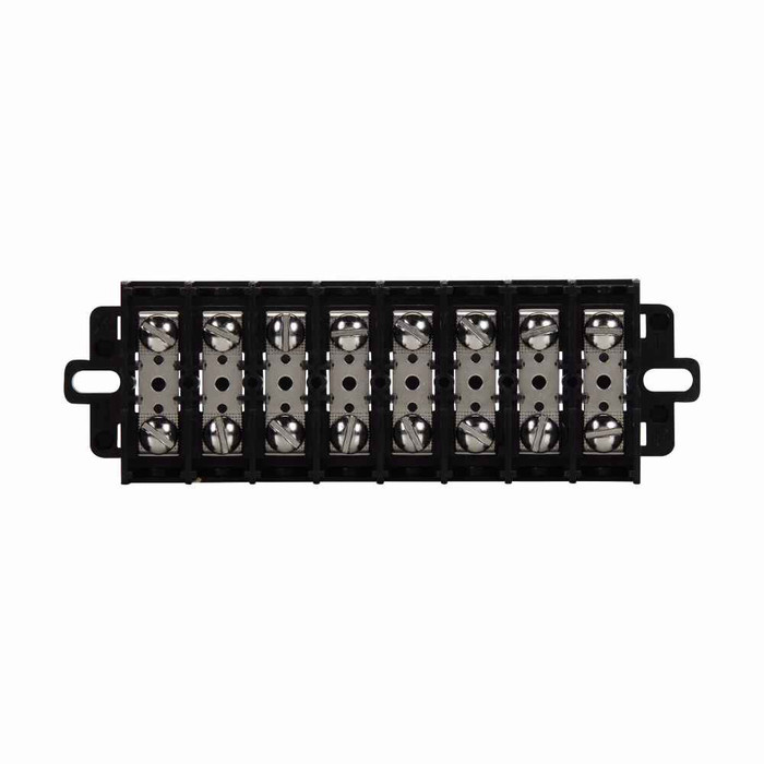 Bussmann KU12-WWCMT Eaton KU series panel mount terminal block connector, Top cover and two end plates, 600V, 60A, Twelve-pole, Black, Molded nuclear grade noryl base, nickel-plated brass washer head