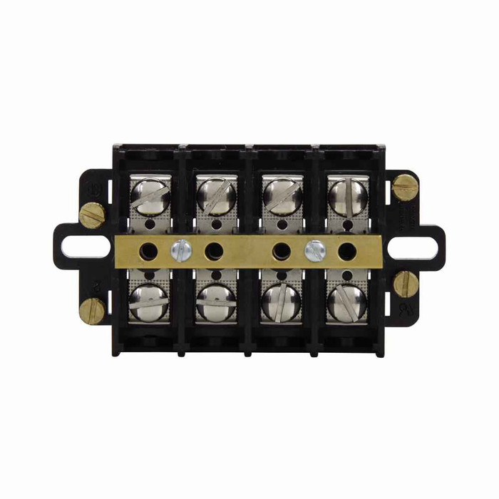 Bussmann KUSC4-PWC Eaton KU series panel mount terminal block connector, Top cover and two end plates, 600V, 60A, Shorting strap and screws, Four-pole, Black, Molded nuclear grade noryl base, steel screw with zinc-plated pressure plate - KUSC4-PWC
