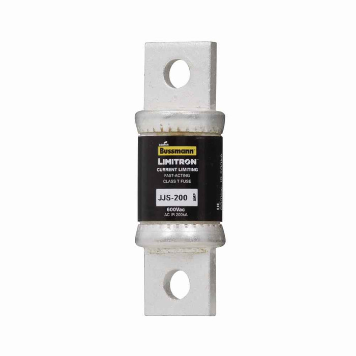 Bussmann JJS-200 Eaton series JJS fuse, Current-limiting very fast acting fuse, Small footprint, VFD line protection, 200 A, Class T, Non-indicating, Bolted blade end x bolted blade end, 200 kAIC at 600 V, Standard, 1, 600 V