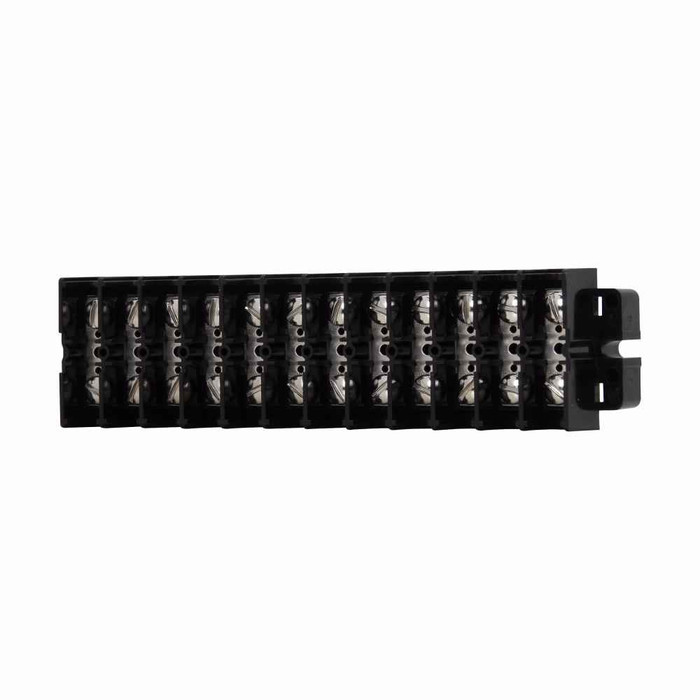 Bussmann KUX6-WNUV Eaton KU series panel mount terminal block connector, 600V, 60A, Short Block, Six-pole, Black, Molded nuclear grade noryl base, nickel-plated brass washer head - KUX6-WNUV