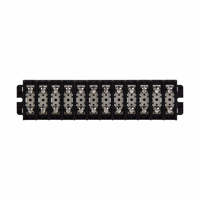 Bussmann KUX12-NUV Eaton KU series panel mount terminal block connector, 600V, 60A, Short Block, Twelve-pole, Black, Molded nuclear grade noryl base - KUX12-NUV