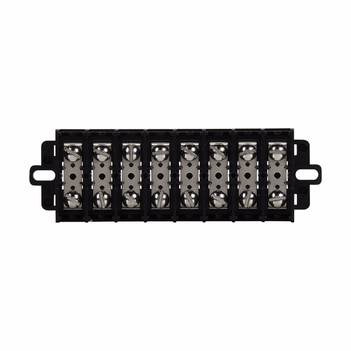 Bussmann KU12-00WCNUV Eaton KU series panel mount terminal block connector, Top cover and two end plates, 600V, 60A, Twelve-pole, Black, Molded nuclear grade noryl base