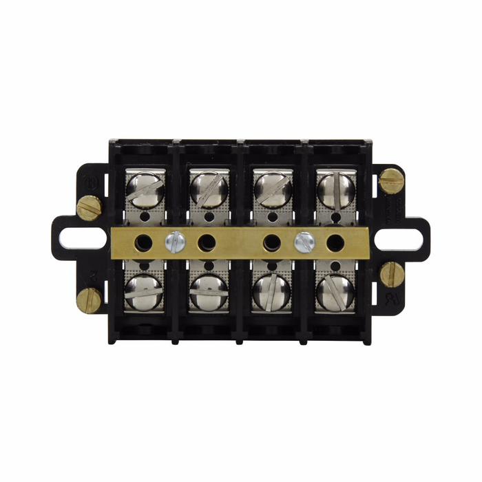 Bussmann KUSC12-00WCPT Eaton KU series panel mount terminal block connector, Top cover and two end plates, 600V, 60A, Shorting strap and screws, Twelve-pole, Black, Molded nuclear grade noryl base