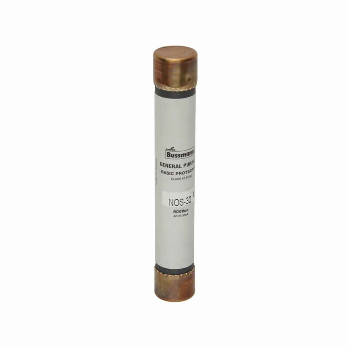 Bussmann NOS-3 Eaton series NOS fuse, Supplemental one-time fuse, Non current limiting, Light duty circuit locations, 3 A, Class H, Non-indicating, Ferrule end x ferrule end, 50 kAIC at 600 Vac, Standard, 10, 600 V