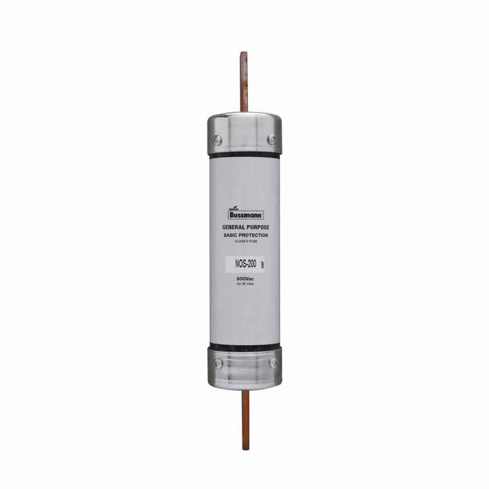 Bussmann NOS-200 Eaton series NOS fuse, Supplemental one-time fuse, Non current limiting, Light duty circuit locations, 200 A, Class H, Non-indicating, Blade end x blade end, 10 kAIC at 600 Vac, Standard, 1, 600 V