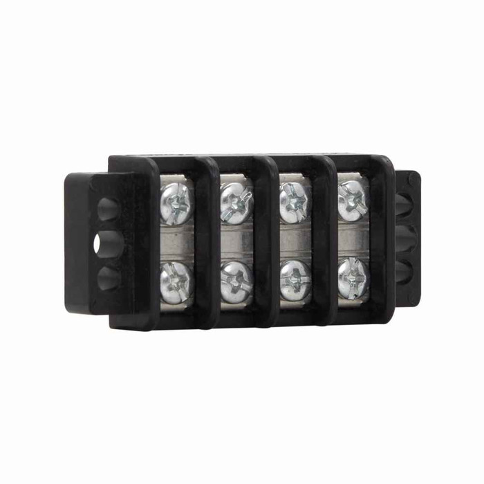 Bussmann TB200-02B Eaton TB200 series panel mount terminal block connector, Breakdown voltage 4800V, 300V, 30A, Double row, barrier, Two-pole, #6-32 TPI Screw, Screw, Black, Tin-plated brass terminal, Nickel-plated brass philslot screw