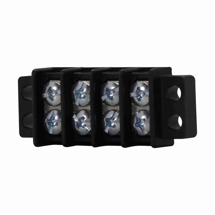 Bussmann TB100-03SP Eaton TB100 series panel mount terminal block connector, Breakdown voltage 3600V, 300V, 30A, Double row, barrier, Three-pole, #6-32 TPI Screw, Screw, Black, Tin-plated brass terminal, Zinc-plated Steel SEMS philslot screw