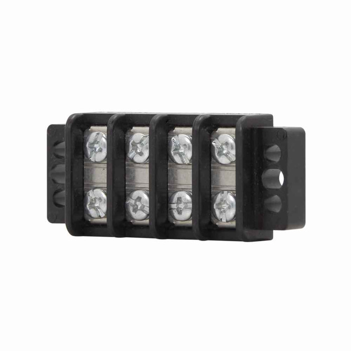 Bussmann TB200-05 Eaton TB200 series panel mount terminal block connector, Breakdown voltage 4800V, 300V, 30A, Double row, barrier, Five-pole, #6-32 TPI Screw, Screw, Black, Tin-plated brass terminal, Zinc-plated Steel philslot screw