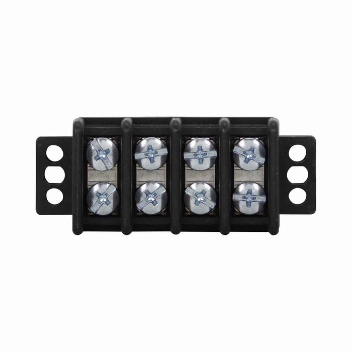 Bussmann TB345-05B Eaton TB345 series panel mount terminal block connector, Breakdown voltage 7500V, 600V, 45A, Barrier, Five-pole, Black, Molded thermoplastic base, tin-plated brass terminal, nickel-plated brass philslot screw