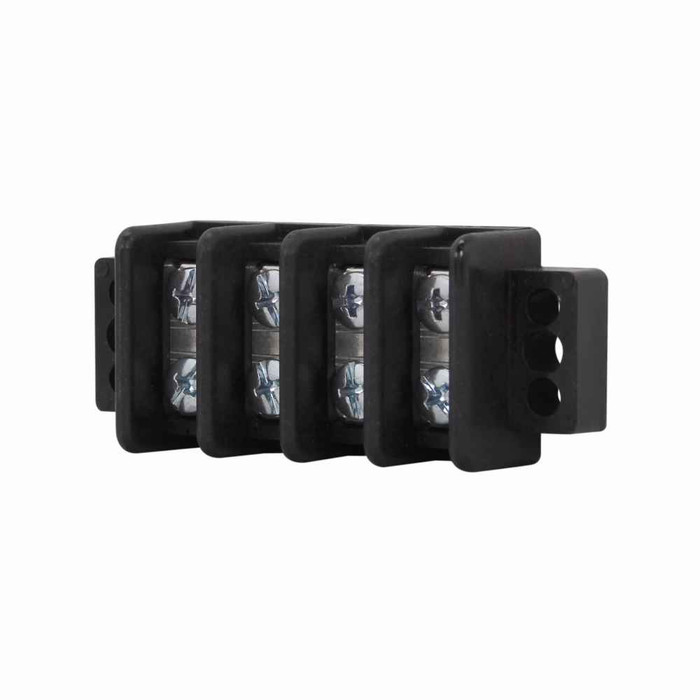 Bussmann TB300-24 Eaton TB300 series panel mount terminal block connector, Breakdown voltage 7500V, 600V, 30A, Double row, barrier, 24-pole, #8-32 TPI Screw, Black, Tin-plated brass terminal, Zinc-plated Steel philslot screw