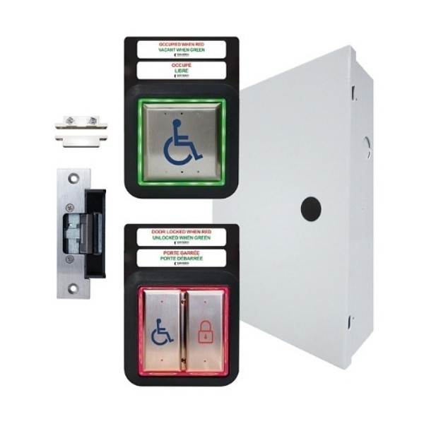 LCN Push Plate Restroom Access Control Kit with Electric Strike and 24VDC Power Supply